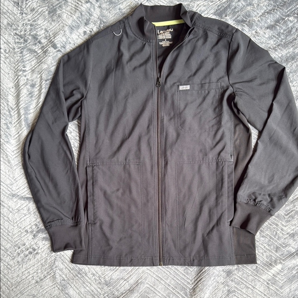 Landau Black Lightweight Shirt Jacket with Stand-Up Collar